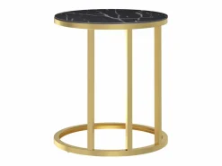 Mesa auxiliar vidrio templado mármol negro y 45 cm < Clicnbuy Best