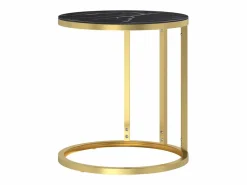 Mesa auxiliar vidrio templado mármol negro y 45 cm < Clicnbuy Best