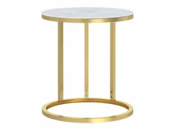 Mesa auxiliar vidrio templado y mármol blanco 45 cm < Clicnbuy Discount