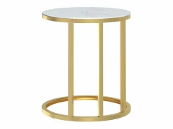 Mesa auxiliar vidrio templado y mármol blanco 45 cm < Clicnbuy Discount