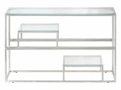 Clicnbuy Consola * Mesa consola acero inoxidable y vidrio templado Plateado