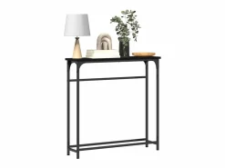 Clicnbuy Consola * Mesa Consola con estante Roble 75 x 19.5 x 75 cm Negro