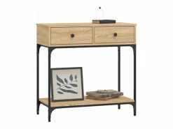 Clicnbuy Consola * Mesa consola madera de ingeniería roble Sonoma 75x34,5x75 cm Marru00f3n