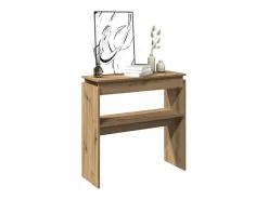 Clicnbuy Consola * Mesa consola madera de ingeniería roble artesanal 80x30x80 cm Marru00f3n