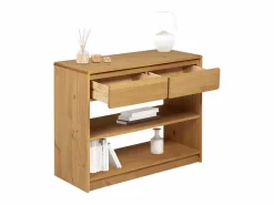 Clicnbuy Consola * Mesa consola SAUDA madera maciza de pino roble 89,5x36,5x73 cm Marru00f3n