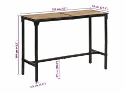 vidaxl Mesa Alta * Mesa de bar madera maciza de mango rugoso 150x55x107 cm Color natural claro