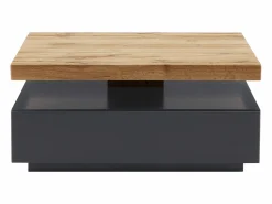 Mesa de centro - 1 cajón y tablero pivotante - MDF - Color: antracita y roble. KYRIA < Vente-unique Discount