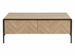 Mesa de centro con 2 cajones de MDF y acero - Natural claro y Negro - TUMACO < Vente-unique Best