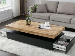 Mesa de centro con 2 cajones de MDF - Negro y natural claro - FELIX < Vente-unique Discount