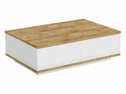 Mesa de centro con 2 puertas - Natural y Blanco - LOTULA < Vente-unique Outlet