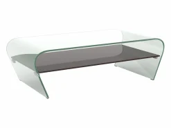Mesa de centro de cristal curvado repisa negra lacada KELLY < Vente-unique Outlet