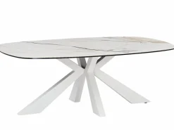 Mesa de centro de cristal templado, cerámica y metal - Efecto mármol - DERIYA < Maison Céphy Sale