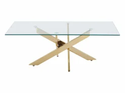 Mesa de centro en cristal templado y metal dorado - Transparente - COSIMA < Vente-unique Best
