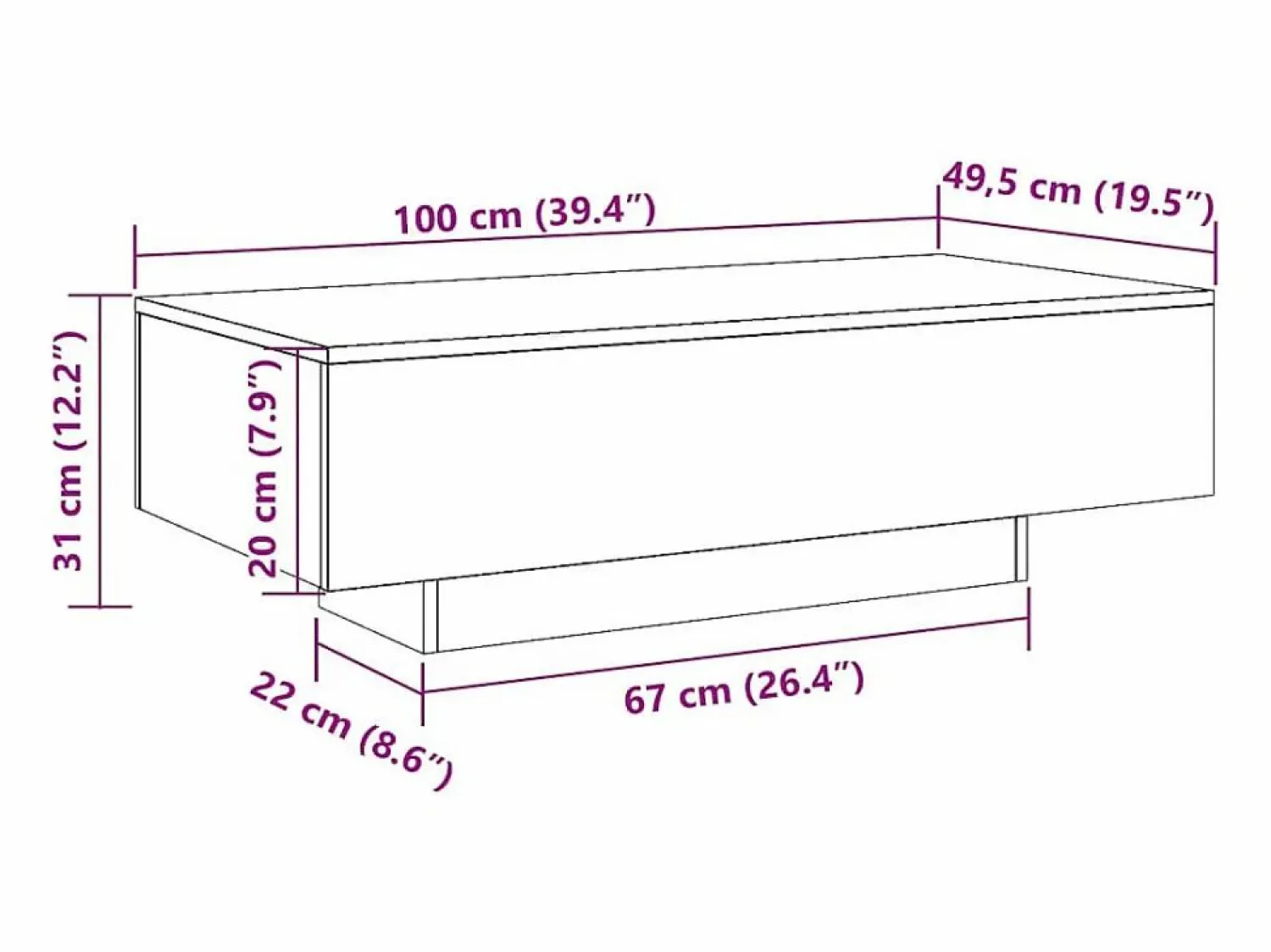 Mesa de centro madera de ingeniería roble Sonoma 100x49,5x31 cm < vidaxl Outlet
