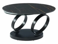 Mesa de centro modular de vidrio templado, cerámica y metal - Efecto mármol negro - JOLINE < Maison Céphy Sale