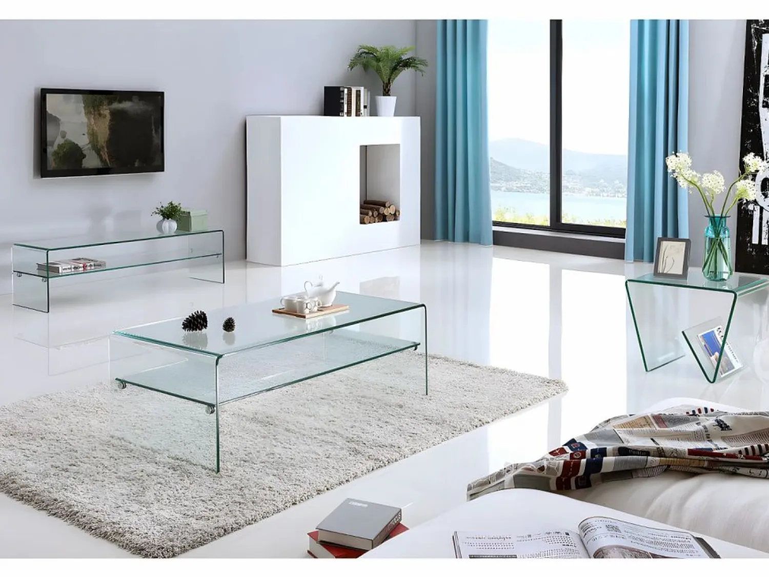 Mesa de centro STILEOS - Doble nivel - Cristal templado < Vente-unique Clearance