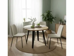 ADEC Mesa Extensible|Mesa De Comedor | Mesa de comedor BergE redonda extensible nordish/negro Ø100x76 cm
