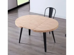 ADEC Mesa Extensible | Mesa de comedor Berg extensible diseño redondo roble nordish/negro 76x80-120-160x80 cm