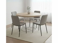 ADEC Mesa Extensible|Mesa De Comedor * Mesa de comedor Brad extensible diseño redondo nordish/ Ø120 cm Blanco