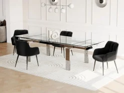 Vente-unique Mesa Extensible|Mesa De Comedor | Mesa de comedor extensible LUBANA - Cristal templado, metal