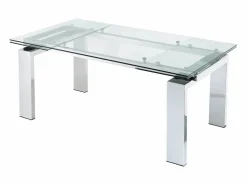 Vente-unique Mesa Extensible|Mesa De Comedor | Mesa de comedor extensible LUBANA - Cristal templado, metal