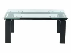 Vente-unique Mesa Extensible|Mesa De Comedor | Mesa de comedor extensible LUBANA - Cristal templado, metal - negro