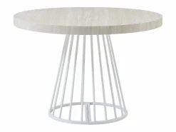 Mesa de comedor extensible para 2 a 12 personas en MDF y acero - Efecto travertino beige y blanco - FIRELA < Vente-unique Hot