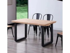 Mesa de comedor extensible Roma roble Nordish/negro 77x140x80 cm Adec < Outlet