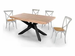ADEC Mesa Extensible | Mesa de comedor Xena extensible forma rectangular roble Nordish/negro 76x140-180-220x90 cm