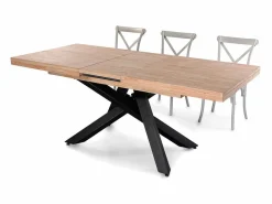 ADEC Mesa Extensible | Mesa de comedor Xena extensible forma rectangular roble Nordish/negro 76x140-180-220x90 cm
