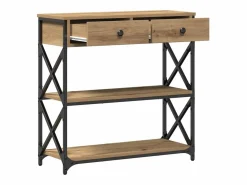 Clicnbuy Consola * Mesa de Consola con cajón Roble artisan 75 x 28 x 75 cm Marru00f3n