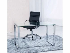 Mesa de estudio Benetto 120 cristal translúcido patas cromadas 73x120x60 cm < ADEC Best