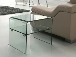 Mesa de noche con un estante de cristal templado STILEOS < Vente-unique Discount