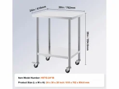 Mesa de Trabajo SucceBuy Mesa de Trabajo de Acero Inoxidable de 60.96 x 76.2 cm con 4 Ruedas < Online