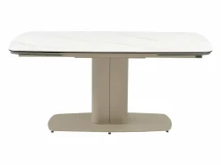 Vente-unique Mesa Extensible|Mesa De Comedor | Mesa extensible de cerámica y metal -efecto mármol blanco - CARIOULA de MORABITO