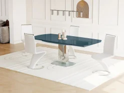 Vente-unique Mesa Extensible|Mesa De Comedor | Mesa extensible TALICIA - Cristal templado y metal -