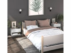 Clicnbuy Mesita De Noche * Mesita de noche de pared blanca Blanco