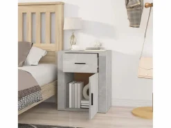 Clicnbuy Mesita De Noche | Mesita de noche madera contrachapada hormigón 50x36x60 cm