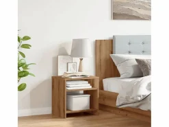 Clicnbuy Mesita De Noche * Mesita de noche madera de ingeniería roble artisian 40x30x40 cm Marru00f3n