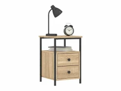 Clicnbuy Mesita De Noche * Mesita de noche madera de ingeniería roble Sonoma 34x35,5x50 cm Marru00f3n