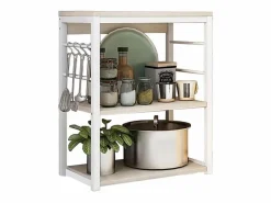 Mesa Auxiliar | Meyvaser Estantería de Cocina, Unidad de Cocina con estantes, Marco de Metal , Estante Industrial para microondas 50x30x71,5 Cm