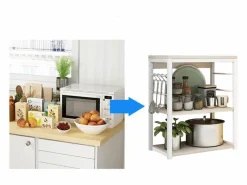 Mesa Auxiliar | Meyvaser Estantería de Cocina, Unidad de Cocina con estantes, Marco de Metal , Estante Industrial para microondas 50x30x71,5 Cm