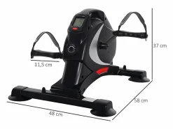 Bicicleta Estática * Mini pedaleador silencioso con 8 niveles de resistencia magnética, acero, negro (58 x 48 x 37 cm)