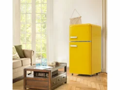 Mini nevera retro, 72 L en total, 21 L en congelador, 51 L en frigorífico, Clase energética E, LED, Diseño retro, (45 x 44 x 91 cm) < Discount