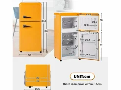 Mini Refrigerador 22L + 38L, 7 Nivel de temperatura, -27 ° C∽13 ° C, sonido 45 dB, Energy Clase E, 102kWh/año, 42x45.5x88.8cm < DripeX Clearance