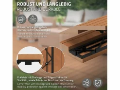 ML-DESIGN Terraza * Perfil angular de wpc marrón claro esquina derecha 38x2x7,5 cm borde de remate para baldosas con sistema clic aspecto madera para terraza Marru00f3n