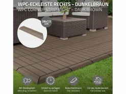 ML-DESIGN Terraza | Perfil angular de wpc marrón oscuro esquina derecha 38x2x7,5 cm borde de remate para baldosas con sistema clic aspecto madera para terraza