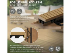 ML-DESIGN Terraza * Perfil angular de wpc marrón teca esquina izquierda 38x2x7,5 cm borde de remate para baldosas con sistema clic aspecto madera para terraza Marru00f3n