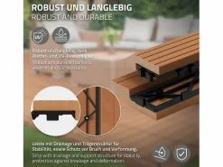 ML-DESIGN Terraza * Perfil recto de wpc marrón claro 38x2x7,5 cm borde de remate para baldosas con sistema de clic aspecto madera para terraza, piscina o patio Marru00f3n