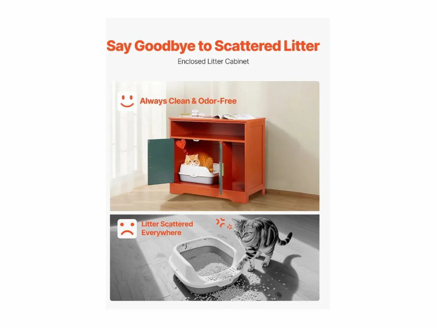Higiene Y Cuidado De Mascotas * Mueble para Caja de Arena SucceBuy Gato Armario Esconder Casa de Baño de Gato Interior Moderno, Nicho Esconder-arena en Madera, Compatible, 79,2x43x71 cm, Verde